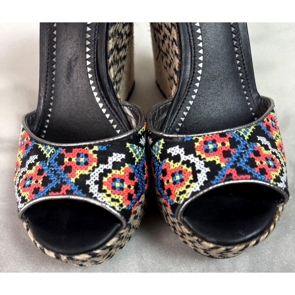 Circus by Sam Edelman Sutton Wedge Sandal 6M Tan Floral Embroidered Boho Strappy - Picture 6 of 15